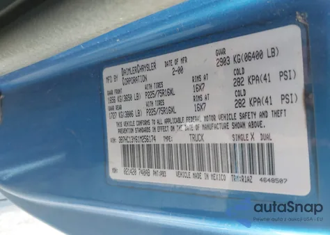 2001 Dodge Ram 1500 St из США, поврежденный, VIN 3B7HC13Y61M256174